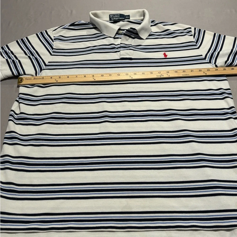 Polo Ralph Lauren Men's XXL Striped Polo Shirt Blue White Black Red Pony Logo